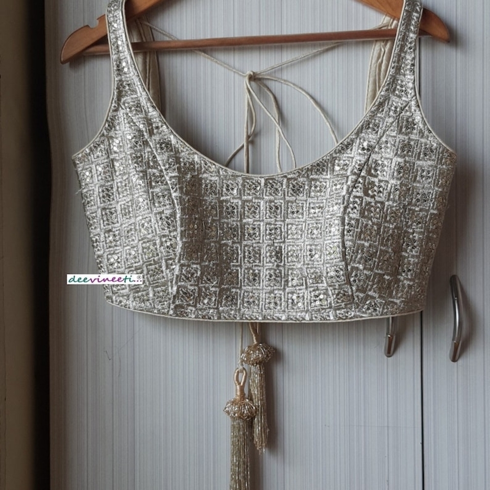 Silver and Gold Embellished Women's Lehenga TOP